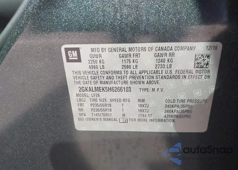 2017 GMC Terrain Sle-1 from USA, damaged, VIN 2GKALMEK5H6266103